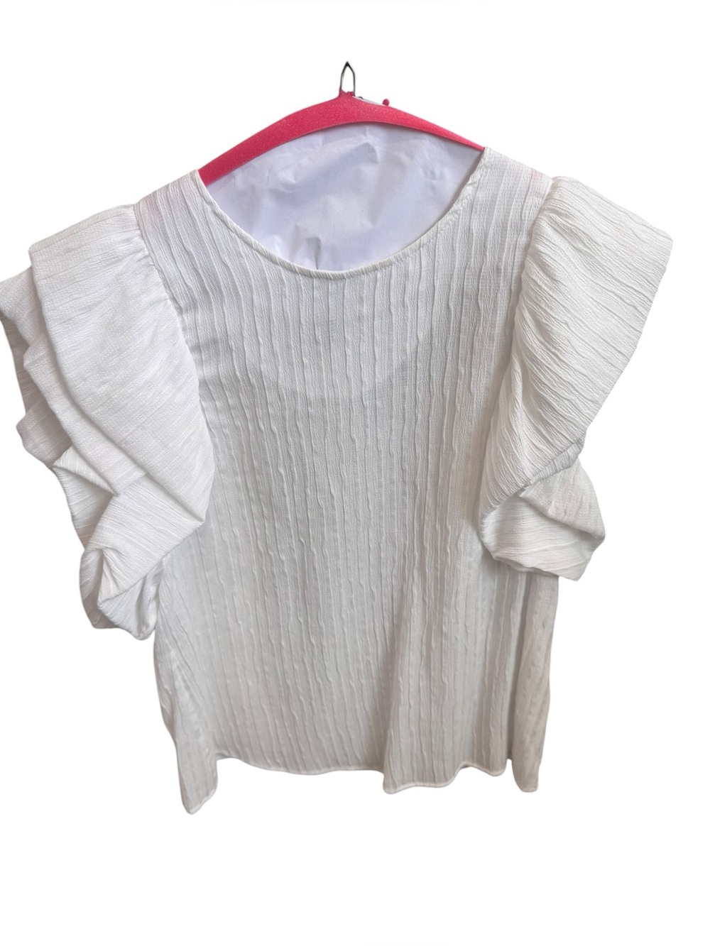 THML Cream Textured Ruffle Sleeve Blouse